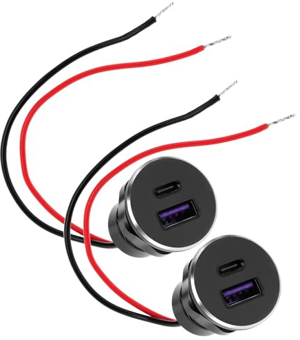 QWORK® Prise USB C PD3.0 30W & QC3.0 18W, en Aluminium Plein, Ensemble de 2 pour Camping-Cars 12V/24V, Voitures, Bateaux et camions,