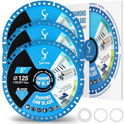 3 Stück Fliesen Trennscheiben 125 metall 1mm, Disc Dünn Diamantscheiben | 125mm x 22.23mm für Winkelschleifer Schleifen für Fliesen Dickesglas CeramicBeton, Schleifen