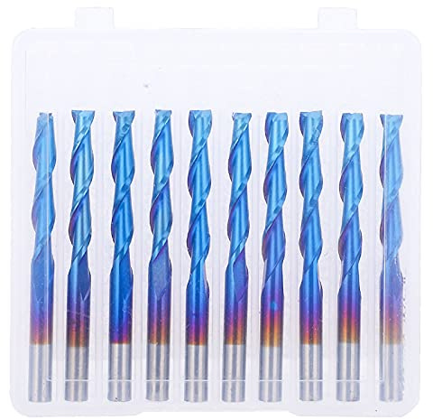 Fresa de extremo plano de 2 flautas, juego de brocas de fresado, punta de bola en espiral con revestimiento azul, fresa de acero de tungsteno para grabar, taladrar, fresar y cortar