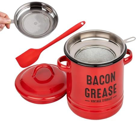 Contenitore per grasso in cucina, grande capacità, filtro antigrasso e contenitore di raccolta | Per la preparazione dei pasti durante la frittura, la cottura e per le vacanze in campeggio e