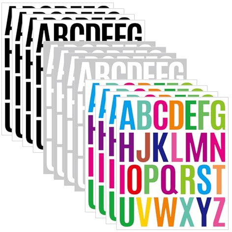 Bubaxuce 12 Hojas De Pegatinas De Letras 312 Piezas De Alfabeto Impermeable Pegatinas De Letras De 5 Cm Juego De Letras Autoadhesivas Vinilo para Buzones