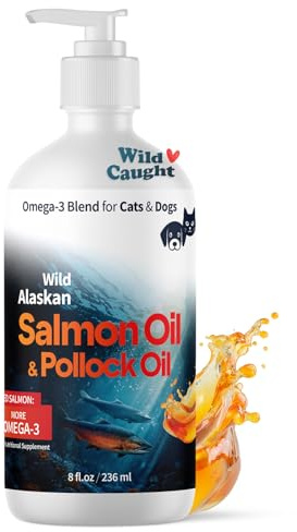 Medsmehappy Wild Alaskan Omega 3 Salmon Oil for Dogs - Fish Oil for Dogs Natural Liquid - Must-Have Cat & Dog Essentials for Health - Cat and Dog Supplies Supports Skin & Coat - 8 Fl. Oz