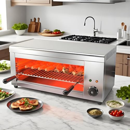 Parrilla Eléctrica De Interior (Barbacoa Sin Humo), 2000W Y 30L - Con 4 Niveles De Cocción De Altura Ajustable, Acero Inoxidable, Termostato 50-300°C Y Montable En Pared