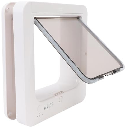 LICAEVEY Smart Cat Door with 2 Collar Sensor, RFID Cat Door Collar Activated with Remote Control, 2 Way Locking Flap Automatic Pet for Home