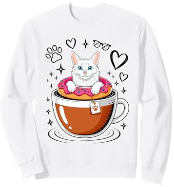 Coffee Turkish Angora Donut Ankara Cat Sudadera