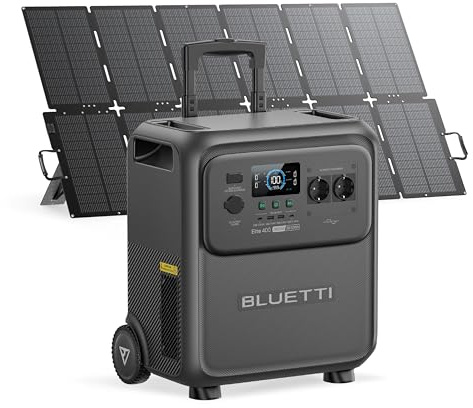 BLUETTI Elite 400 Generatore Solare con pannello 500W | Batteria LFP 3840Wh con prese AC 2600W (3900W Power Lifting) per backup domestico, blackout, camper e campeggio