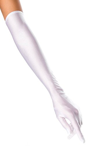 krautwear® Damen Handschuhe Spitze Ellenbogen Lang Abendhandschuhe Gerafft Braut Kurz Satin Schleife
