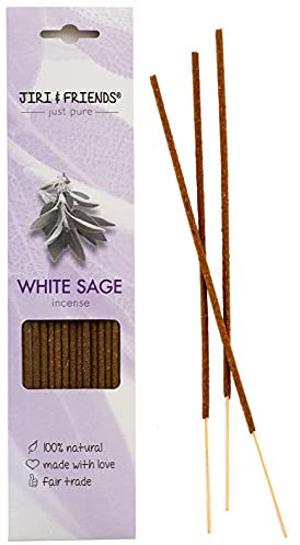 Räucherstäbchen Weißer Salbei zum räuchern Jiri and Friends 100% Natürlich 15 Stuck Natural Incense White Sage/Weisser Salbei Fair Trade Räucherwerk