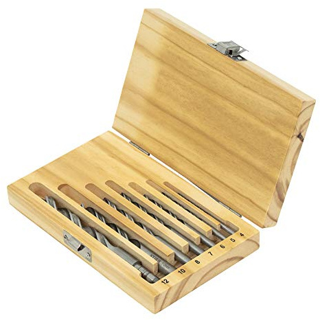 STIER Holzbohrer-Set, 7-teilig, Größen von 4-12 mm, optimal für präzises Bohren in diversen Holzarten, robuste und effiziente Konstruktion, lange Lebensdauer