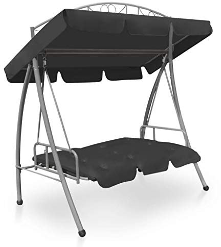 Tidyard Hollywoodschaukel mit Sonnendach Schaukelstuhl Gartenschaukel Outdoor Schaukel Stahlrahmen & Stoff 198 x 120 x 205 cm Anthrazit