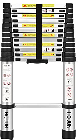 (12.5Ft/3.8M) Telescoping Ladders，EN131Standards Multi-Purpose Folding Aluminum Extension Ladder