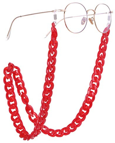 Team Fashion bunte Brillenkette Sonnenbrille Bohemian Acryl Grob Twist Sonnenbrille Band für Frauen, Rot