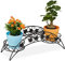 Relaxdays Scaffale Portavasi, 3 Ripiani, Porta Piante Curvato, per Esterni e Interni, Ferro HxLxP: 21 x 55 x 19 cm, Nero, 1 pz