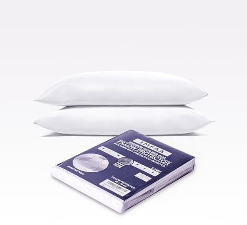 IMFAA Anti-Bug and Waterproof Zipped Pillow Protector Pack of 2 - Soft and Comfortable Pillowcase Protectors - Ant-Allergy and Breathable Pillow Cover. (2 x Anti-Bug-Zipped)