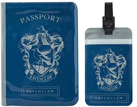 Cinereplicas Harry Potter - Etiqueta de equipaje y funda pasaporte Ravenclaw - Licencia Oficial