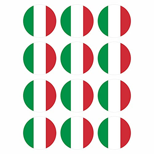 Generisch 12 Stück Aufkleber Italien Flagge Rund 4 cm | Italy Flag | wetterfest & UV Schutz | Set