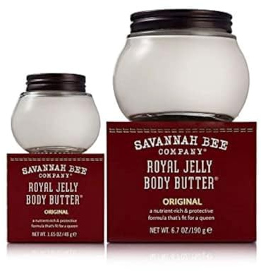 Savannah Bee Company Ultra-Rich Royal Jelly Body Butter Original Formula Set: Deeply Moisturizes, Nourish & Revitalize Skin with Sweet Fragrance of Blackberries & Velvety Vanilla (6.7 Oz & 1.65 Oz)