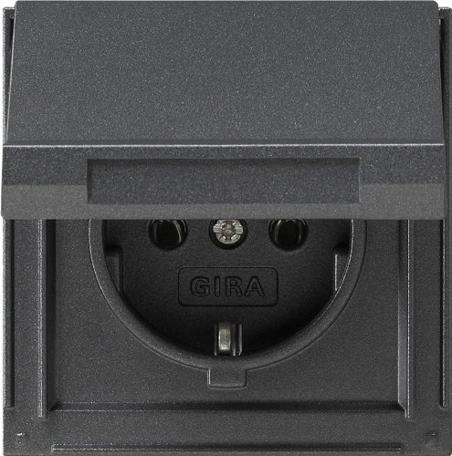 GIRA TX_44 anthrazit Steckdose Schalter Wippe Rahmen TX 44 Feuchtraum IP44 Wahl (Steckdose Klappdeckel anth.)