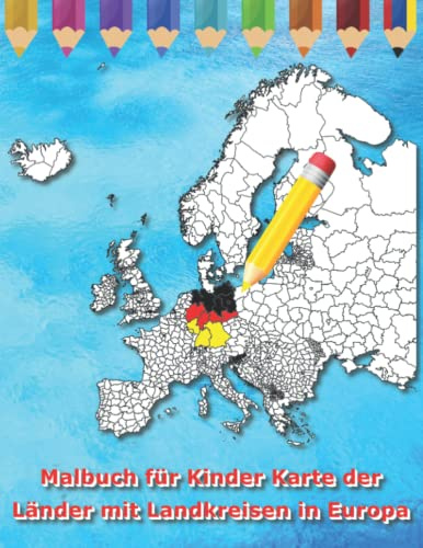 Malbuch für Kinder Karte der Länder mit Landkreisen in Europa