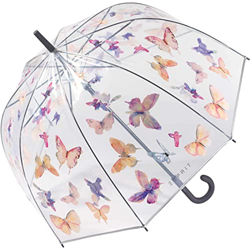 Esprit AC Parasol long, en forme de dôme, à rayures cuivrées, Transparent/multicolore, 90 cm