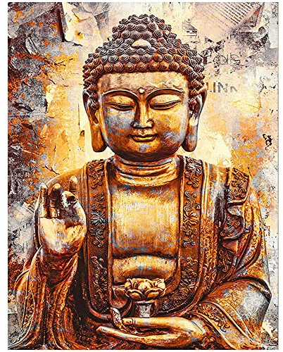 DCIDBEI 40 x 50 cm | Quadratisch Diamond Painting Square,5D DIY Diamant malerei set für Erwachsene, Leinwand Diamant Kunst Handwerk für die Wanddekoration zu Hause-Alter Zerstörter Goldener Buddha
