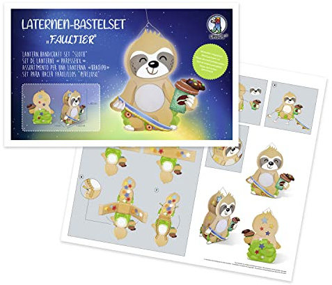 Ursus 187400003F - Laternen-Bastelset Faultier, Komplett-Set zum Selber-Basteln einer Laterne, inkl. Anleitung, ideal für Festumzüge oder als herbstliche Dekoration, Mittel, bunt