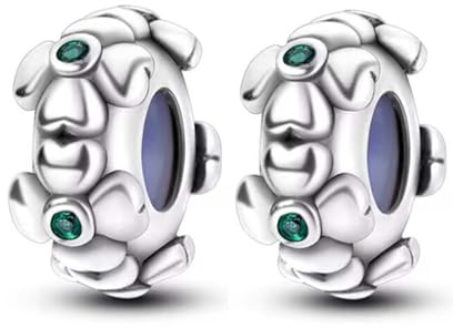 Blumen-Schmetterlings-Stopper, 1 Stück, echtes 925er Sterlingsilber, Sicherheitskette, Abstandshalter für Pandora-Armbänder, Silikon