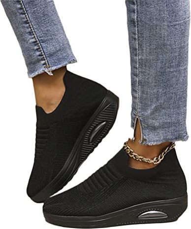 shownicer Basket Femme D'été Baskets À Enfiler en Mesh Sneaker Chaussures Orthopédiques Légères Chaussures De Course Marche À Plateforme Souple Casual Sneakers