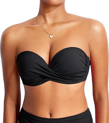 DOBREVA Femme Bikini Haut Soutien-Gorge à Armatures | Licou, sans Bretelles, Rembourré