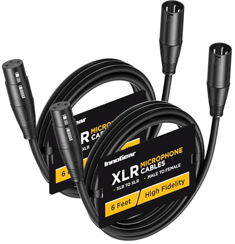 InnoGear XLR Microphone Cable 6 Feet 2 Pack Male to Female Balanced XLR Mic Cables Cord for Speaker Podcast