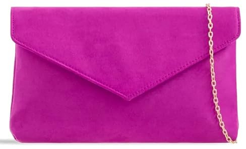 Pochette in finta pelle scamosciata, stile busta, da sposa, ballo di fine anno, matrimonio, festa, borsetta a mano, Viola, medium