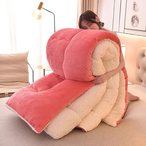 Warme Kaschmirdecke, Winterdecke, doppelseitige Samtdecke für Zuhause, Schlafzimmer, Rosa, 150 x 200 cm/3,5 kg