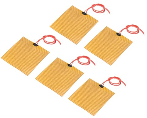 sourcing map Packung mit 5 Stück Heizfolie Heizplatte 12V 25W Heizmatte | Polyimid, selbstklebende PI Heizelemente Folie, 100mmx100mm, Heizstreifen für konstante Temperatur