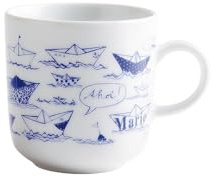 KAHLA 475300A00611C AHOI Marie Kaffeebecher 0,30 l Papierschiffchen | Kaffeetasse aus Porzellan im maritimen Stil