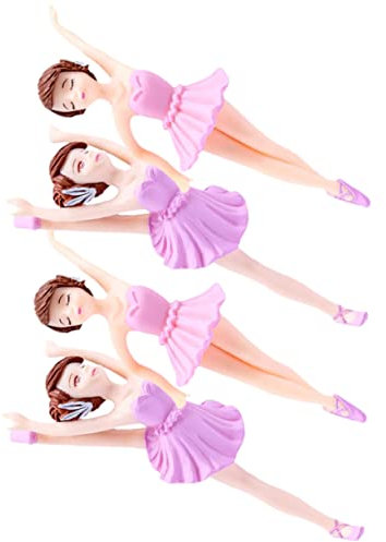 PLAFOPE 4stücke Ballerina Cupcake Topper Dekoration Für Geburtstagsfeiern Partys Und Tanzveranstaltungen Süße Mädchenfiguren Und Wiederverwendbar Und