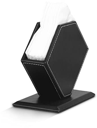 Portatovaglioli in Pelle Premium a Forma di Diamante Porta fazzoletti Organizzatore Dispenser di tovaglioli di Carta per Ripiani della Cucina, Tavolo da Pranzo, Tavolo da Picnic-Nero