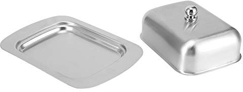 TYTOGE Mantequillera de acero inoxidable para postre, queso, pan, con cubierta de asa, accesorios de cocina