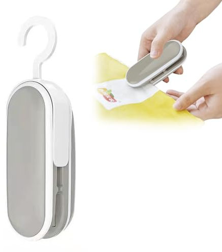 1 Pcs Mini bag sealer clip,Portable heat sealer,Bag sealer,For all kinds of food bags,Such as cereal,Potato chips etc,To ensure the freshness of food and Slow decay reduce food waste(gray)