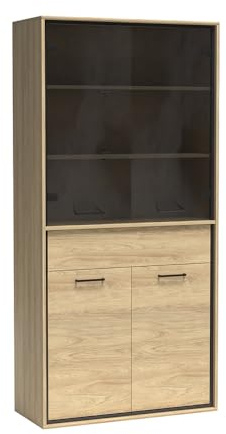 Lomadox Vitrinenschrank Vitrine Highboard Sideboard Kommode Aufbewahrungsschrank Wohnzimmer Schrank in Eiche