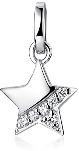 MATERIA Stern Anhänger Silber 925 - Kinder Kettenanhänger Zirkonia KA-271_Ohne Kette