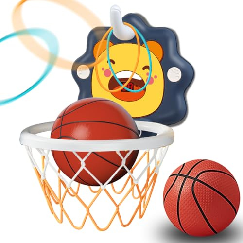 Kids Indoor Basketball Hoop Set with Scoreboard - Portable Height Adjustable Suction Cup Basketball Hoop for Door & Wall with 2 Balls - Toys & Birthday Gifts for 3 4 5 6 7 8 Year Old Boys Girls