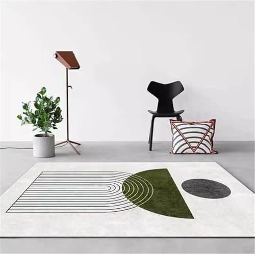 RUGMRZ Carpet Living Room Babyzimmer Teppich 130x190CM Küchen Teppiche Aesthetic Grau Bequemer waschbarer mit grünem französischem Streifenmuster
