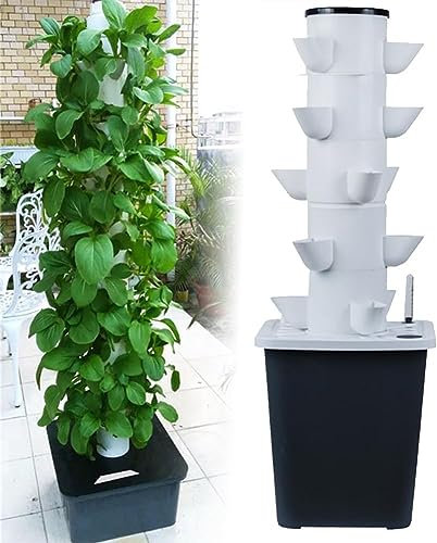 Generisch Hydroponic Tower Garden Kit Aeroponics System for Herbs Fruits and Vegetables Includes Pump Adapter Net Pots Timer Indoor Growing Solution(35 Holes)