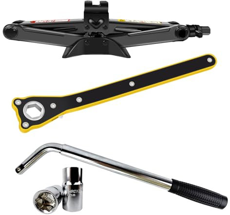 Scissor Jack 2 Ton with Saving Effort Ratchet Handle & Wheel Wrench, Heavy Duty Steel Scissor Car Jack, 4.3 to 15.4 Lifting Jack Lifter for Car SUV Emergency Kit, Car Tire Repair Changing Tool
