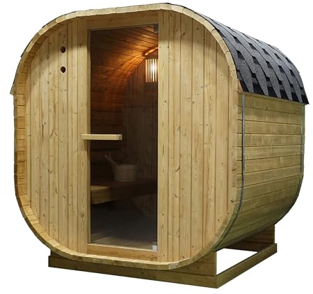 CANADIAN SPA CO. Sauna de Barril de Lujo, Sauna híbrida con Cabina de Infrarrojos y Estufa eléctrica, 1842 x 1200 x 1945 mm, Sauna de Vapor para Uso doméstico en Madera de Abeto Rojo Primera Calidad