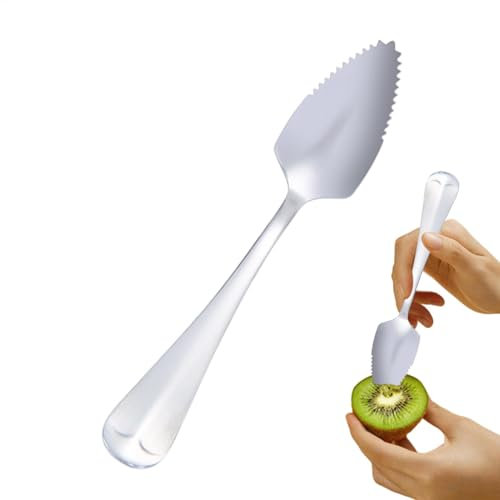 Cuillère en acier inoxydable, cuillère à pamplemousse dentelée en acier inoxydable | Cuillère à fruits en acier inoxydable avec bord dentelé | Ustensile de cuisine tendance pour kiwi, dessert, agrumes