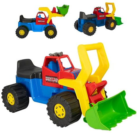 GaGaDumi Excavadora grande para niños, pala móvil, ruedas grandes, espacio de almacenamiento, perfecto para aventuras en caja de arena y jardín