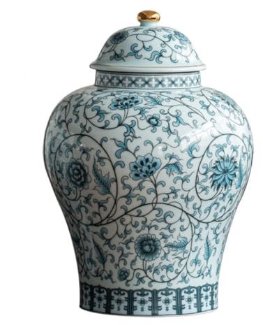 Contenedor de frasco de altura general jarro de cerámica retro azul y blanco chino decoración de oficina sellada grande pum'er té despertar jarras de té jarras de almacenamiento vintage (color: b,