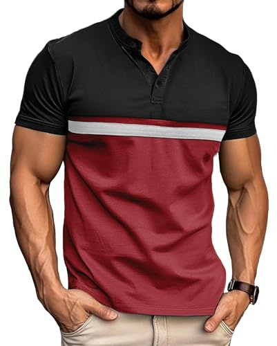 Comilaka Polo Manga Corta Hombre Henley Shirt Camiseta Casual Polos Verano