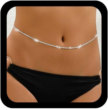 Allereya Boho Strass Taille Kette Sexy Tennis Körper Kette Silber Kristall Körper Bauch Cz Taille Gürtel Einstellbar Bikini Körperschmuck Für Frauen